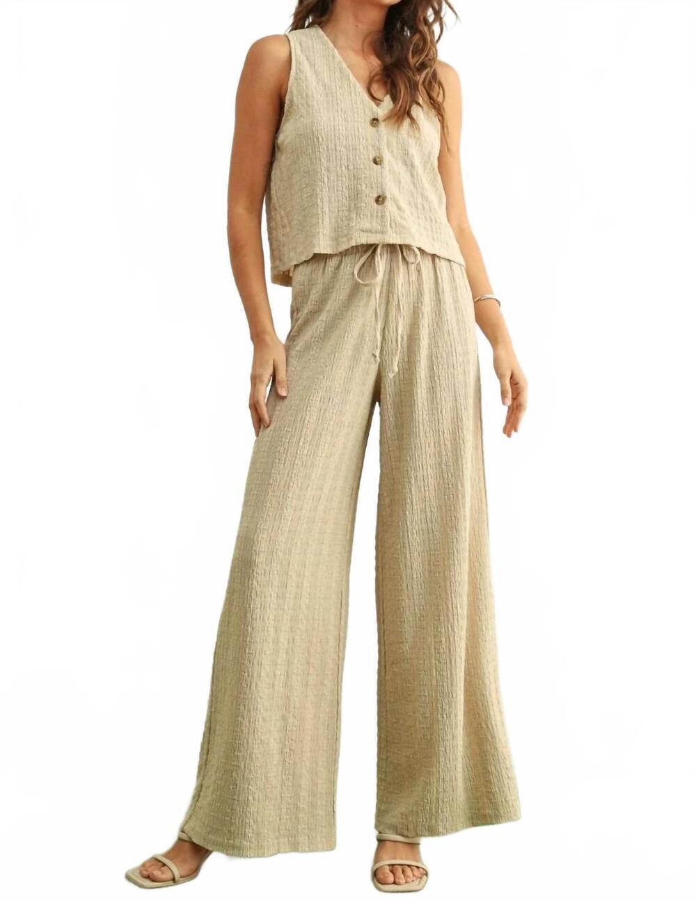 NEW MIOU MUSE textured wide-leg pant in silt